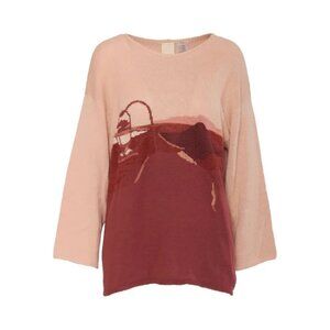 Krizia Maglia Patterned Intarsia Knit Top in Red Pink